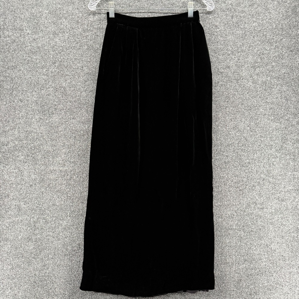 Christian Dior Skirt Womens 4 Black Velvet High Rise Long Evening Formal Holiday